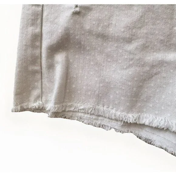 LOFT Womens Size 8 29 White Frayed Bottom Denim Shorts Subtle Polka Dots - Picture 3 of 5